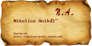 Nikolics Anikó névjegykártya
